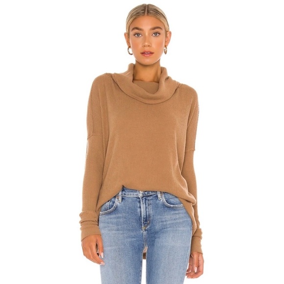 Free People Waffle Long Sleeve Turtleneck Top - Picture 1 of 5